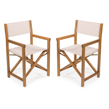 Cukor Classic Vintage Outdoor Acacia Wood Folding Director Chair with Canvas Seat - JONATHAN Y